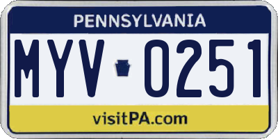 PA license plate MYV0251