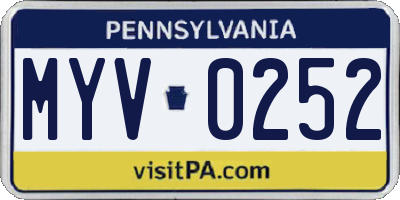 PA license plate MYV0252