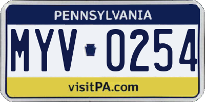 PA license plate MYV0254