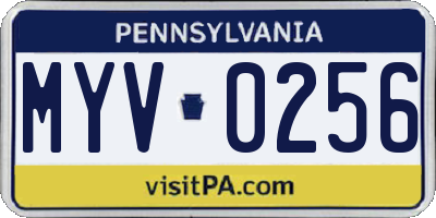 PA license plate MYV0256