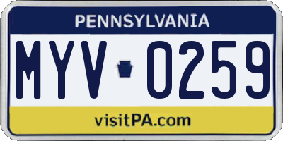 PA license plate MYV0259