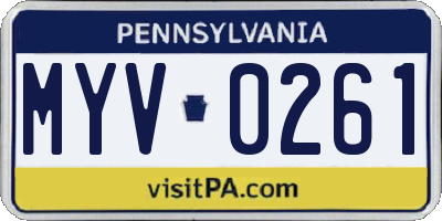 PA license plate MYV0261