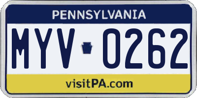 PA license plate MYV0262