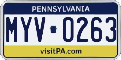 PA license plate MYV0263