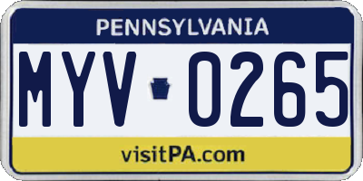 PA license plate MYV0265