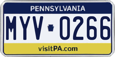 PA license plate MYV0266