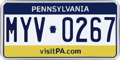 PA license plate MYV0267