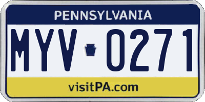 PA license plate MYV0271
