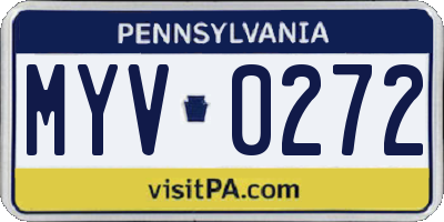 PA license plate MYV0272