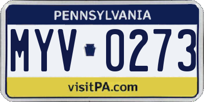 PA license plate MYV0273