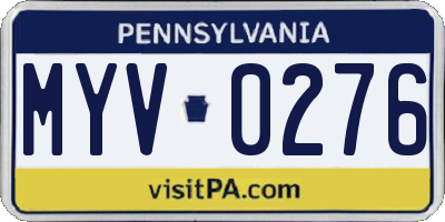 PA license plate MYV0276