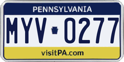 PA license plate MYV0277