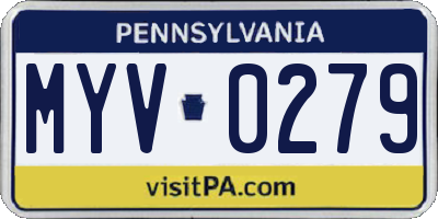 PA license plate MYV0279