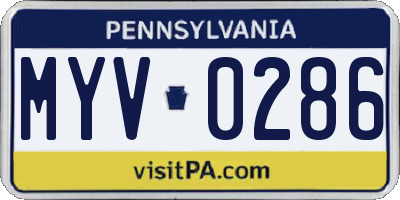 PA license plate MYV0286