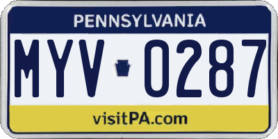 PA license plate MYV0287