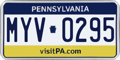 PA license plate MYV0295