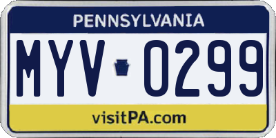 PA license plate MYV0299