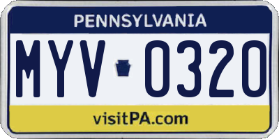 PA license plate MYV0320