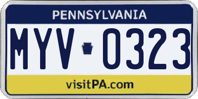 PA license plate MYV0323