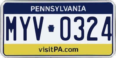 PA license plate MYV0324