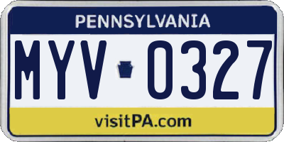 PA license plate MYV0327
