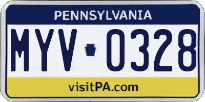 PA license plate MYV0328