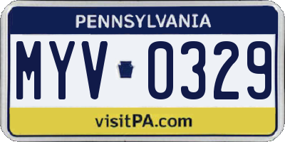 PA license plate MYV0329