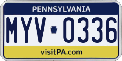 PA license plate MYV0336