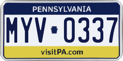 PA license plate MYV0337