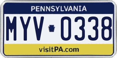 PA license plate MYV0338