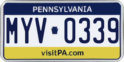PA license plate MYV0339