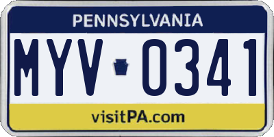PA license plate MYV0341