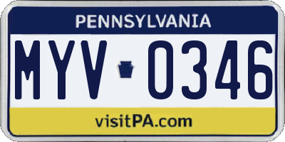 PA license plate MYV0346