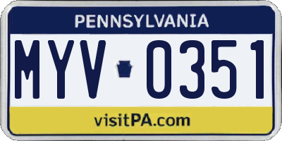 PA license plate MYV0351