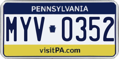 PA license plate MYV0352
