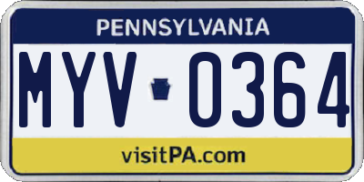 PA license plate MYV0364