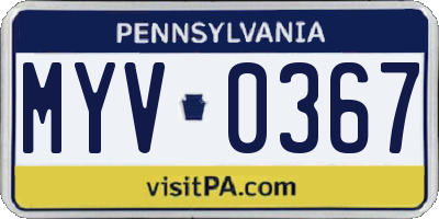 PA license plate MYV0367