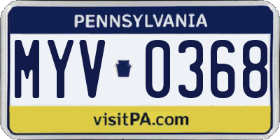 PA license plate MYV0368