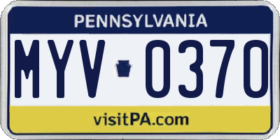 PA license plate MYV0370