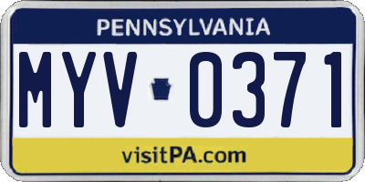 PA license plate MYV0371