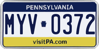PA license plate MYV0372