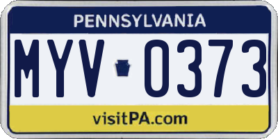 PA license plate MYV0373