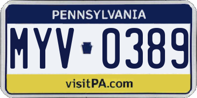 PA license plate MYV0389