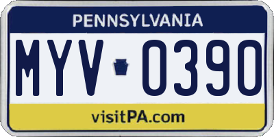 PA license plate MYV0390