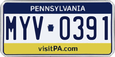 PA license plate MYV0391
