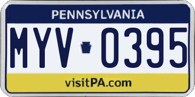 PA license plate MYV0395