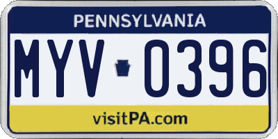 PA license plate MYV0396