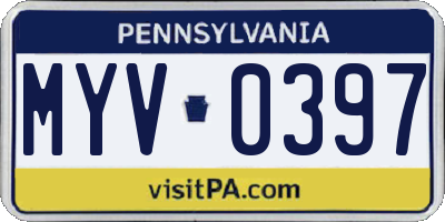 PA license plate MYV0397