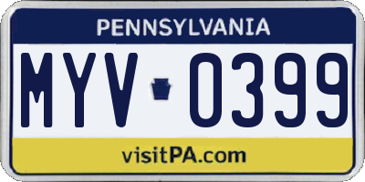PA license plate MYV0399