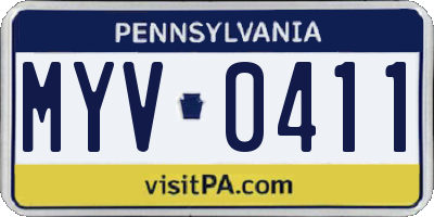 PA license plate MYV0411